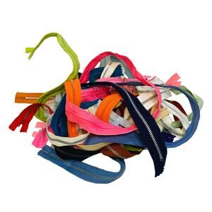 Vintage Metal Zippers Lot 24 Varied Colors And Lengths Pink Red Blue White Green